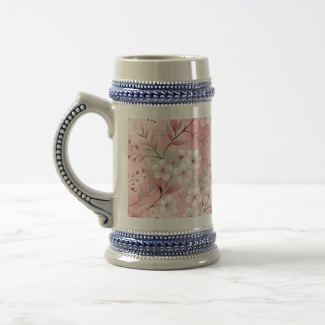Sakura Flower Pattern Pink  Beer Stein (Left)