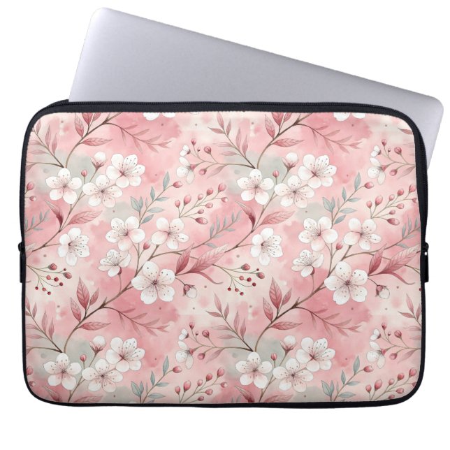 Sakura Flower Pattern Pink  Laptop Sleeve (Front)
