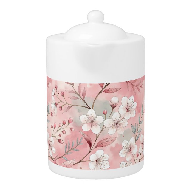 Sakura Flower Pattern Pink  Teapot (Front)