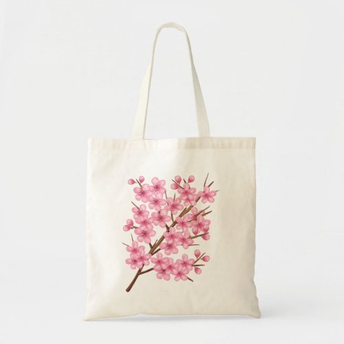 Sakura flower plants art tote bag