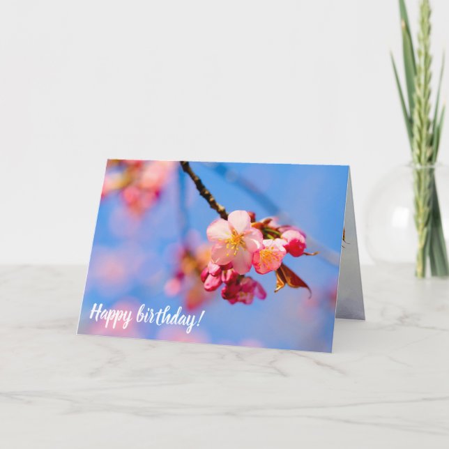 Sakura Flowers, Buds And The Blue Sky Of Spring Card (Front)