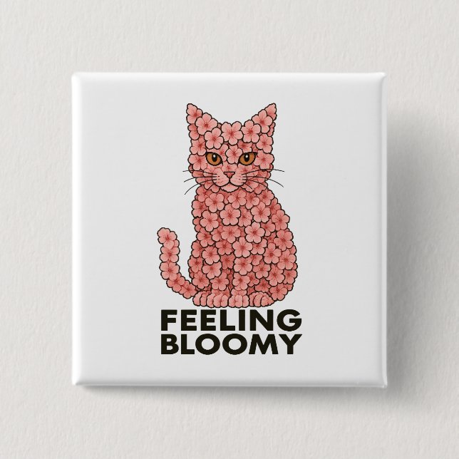 Sakura Flowers Cat Feeling Bloomy Button (Front)