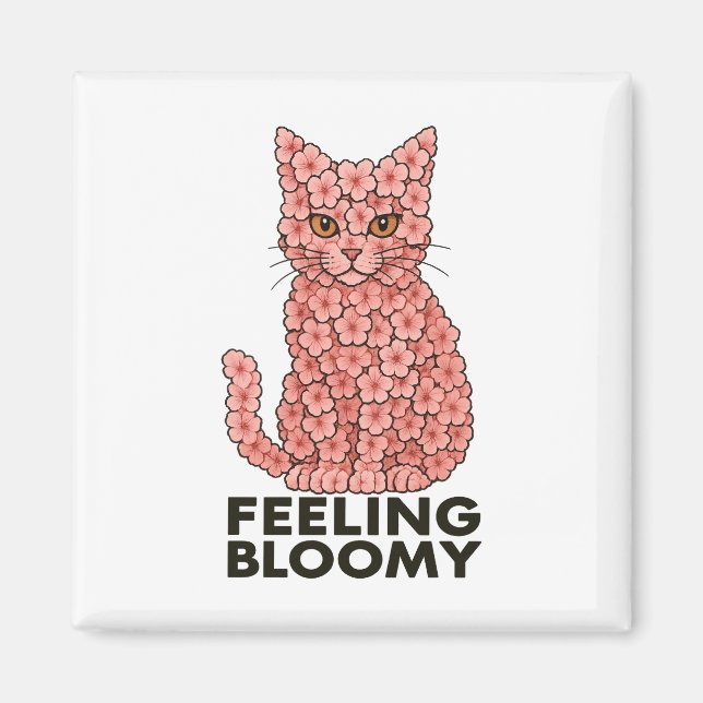 Sakura Flowers Cat Feeling Bloomy Magnet (Front)