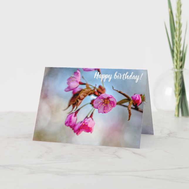 Sakura Flowers In Soft Pink Colors In Springtime Card (Front)