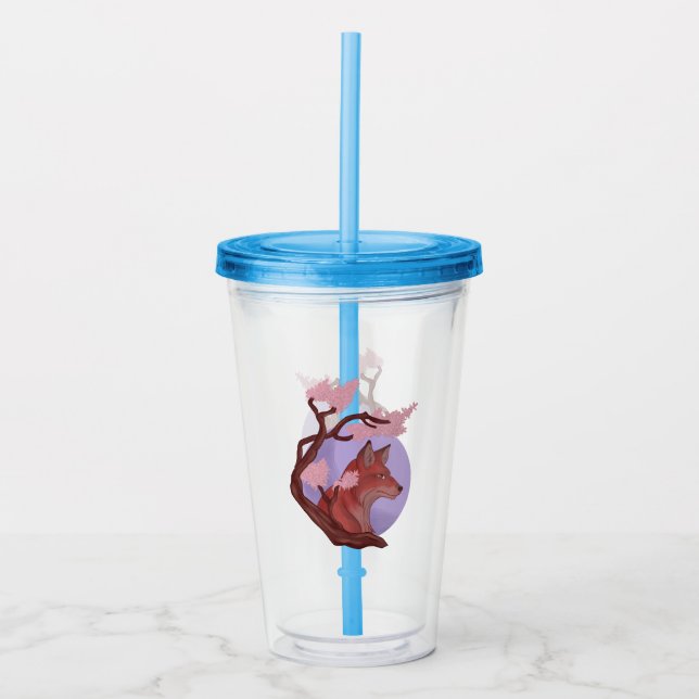 Sakura Fox Acrylic Tumbler (Front)