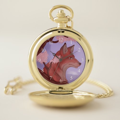 Sakura Fox Pocket Watch