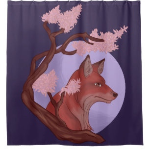 Sakura Fox Shower Curtain