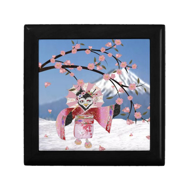Sakura Geisha Bird in the Snow Cherry Blossoms Gift Box (Front)