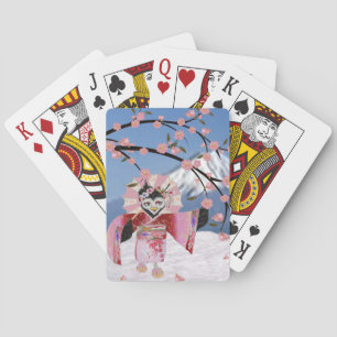 Sakura Geisha Bird in the Snow Cherry Blossoms Poker Cards