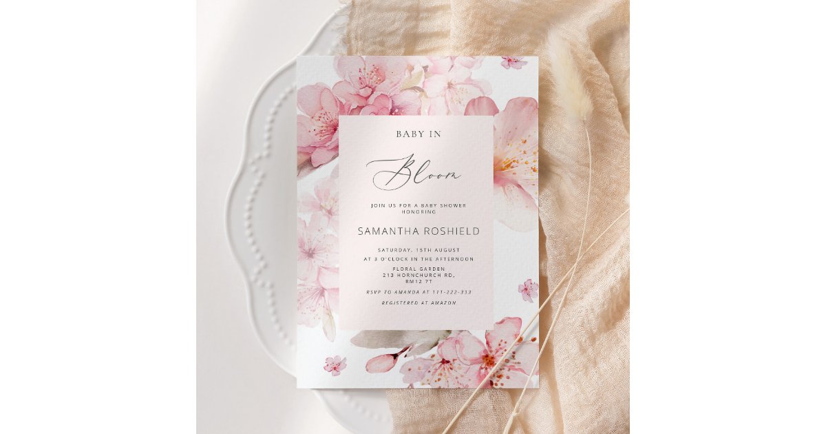 Sakura girl Baby in bloom baby shower Invitation