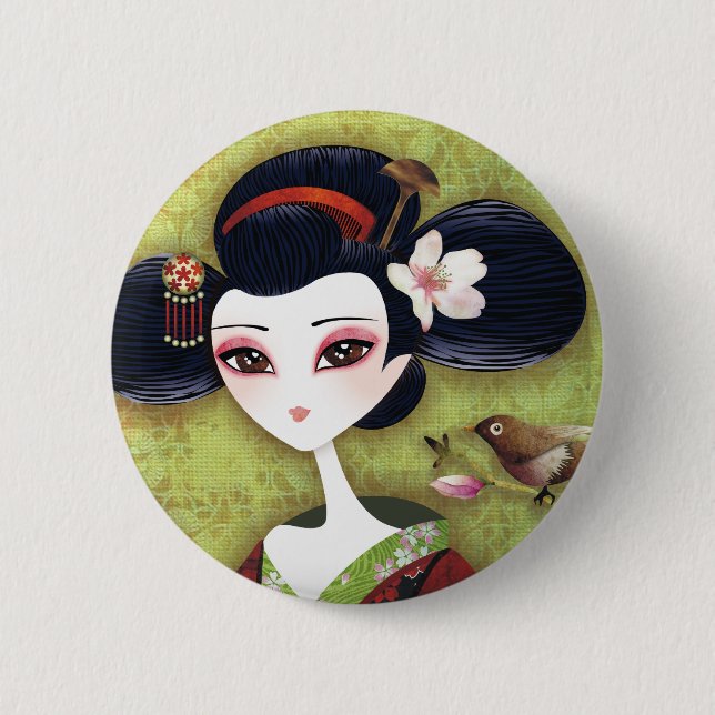 Sakura Girl Pinback Button (Front)