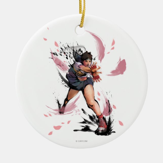 Sakura Hadoken Ceramic Ornament (Front)