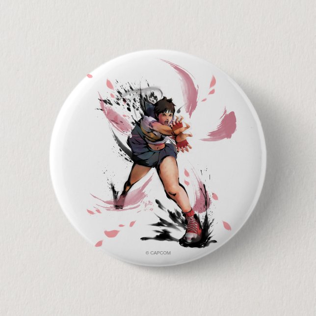 Sakura Hadoken Pinback Button (Front)