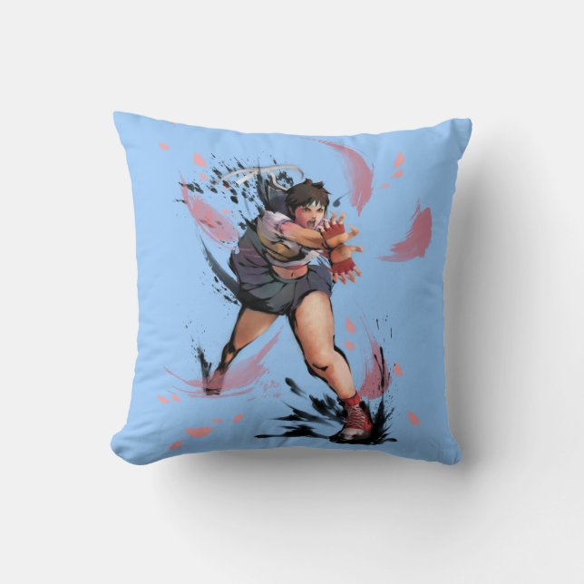 Sakura Hadoken Throw Pillow (Front)