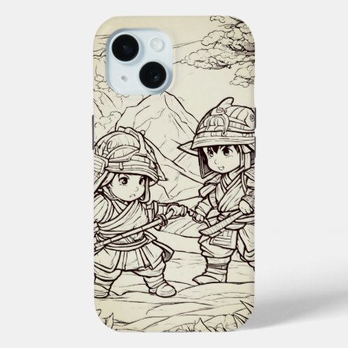 Sakura Harmony Dual Blossom Samurai Phone Case iPhone 15 Case