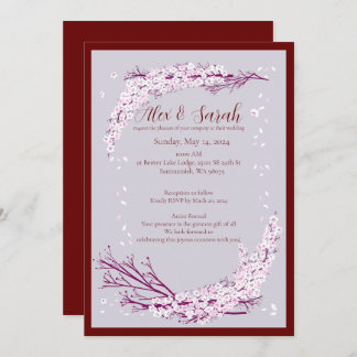 Sakura in bloom wedding invitation