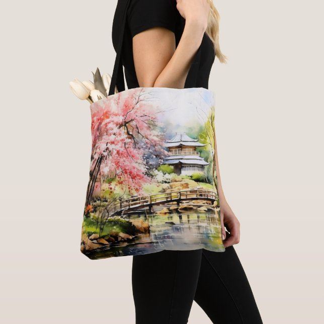 Sakura in Japanese Garden Tote Bag (Close Up)