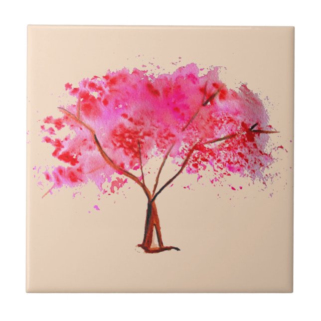 Sakura Japanese Cherry Blossom art Ceramic Tile (Front)