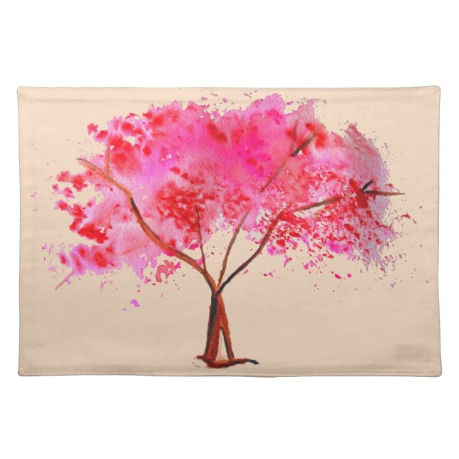 Sakura Japanese Cherry Blossom art Cloth Placemat (Front)