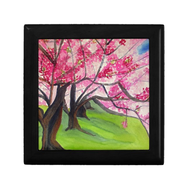 Sakura Japanese Cherry Blossom art Jewelry Box (Front)
