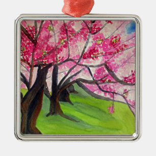 Sakura Japanese Cherry Blossom art Metal Ornament