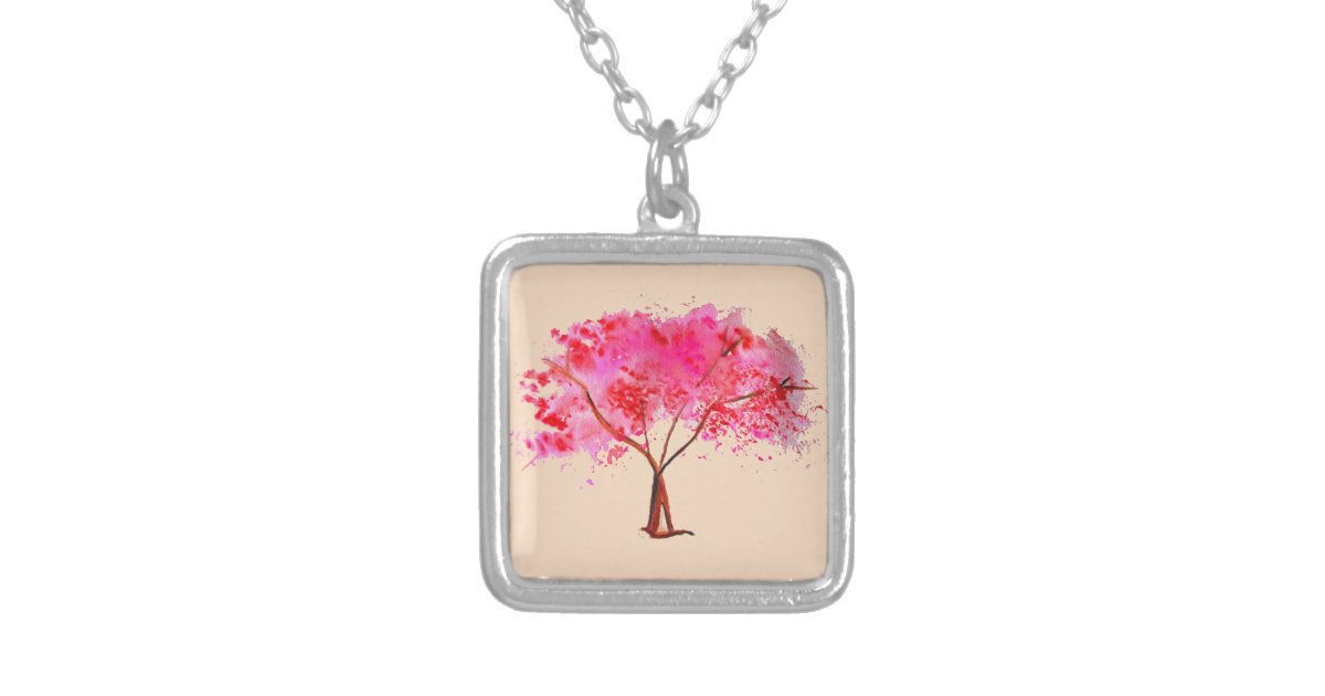 Sakura Japanese Cherry Blossom Art Silver Plated Necklace