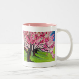 Sakura Japanese Cherry Blossom art Two-Tone Coffee Mug
