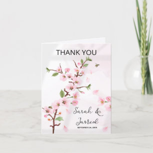 Sakura Japanese Cherry Blossom Asian Letterpress Thank You Card