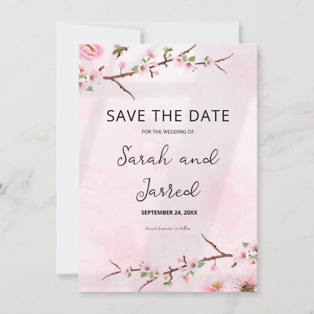 Sakura Japanese Cherry Blossom Asian Save The Date (Front)