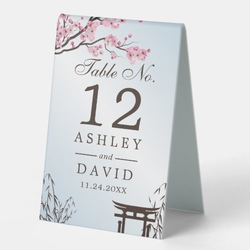 Sakura Japanese Cherry Blossom Asian Table Number Table Tent Sign