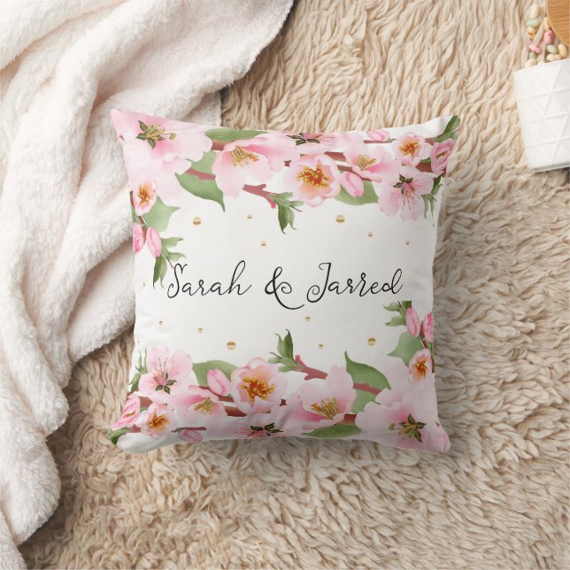 Sakura Japanese Cherry Blossom Asian Throw Pillow (Blanket)