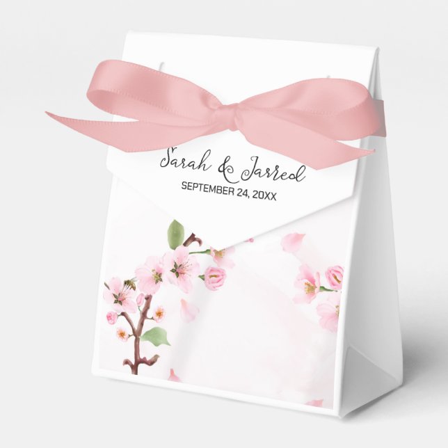 Sakura Japanese Cherry Blossom Asian Wedding Favor Boxes (Front Side)