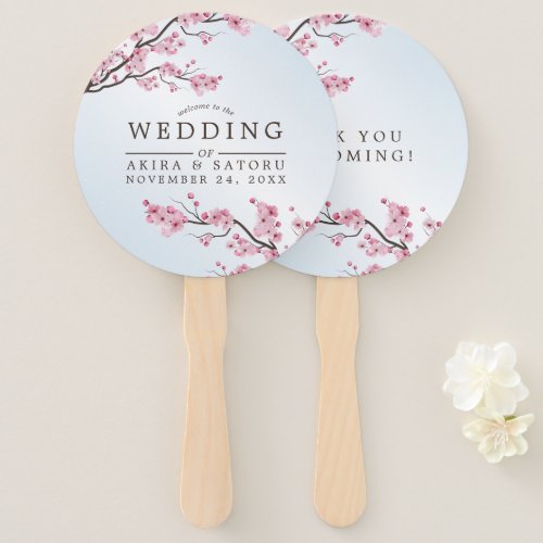 Wedding Fan Programs 6 Sakura Japanese Cherry Blossom Asian Wedding Hand Fan