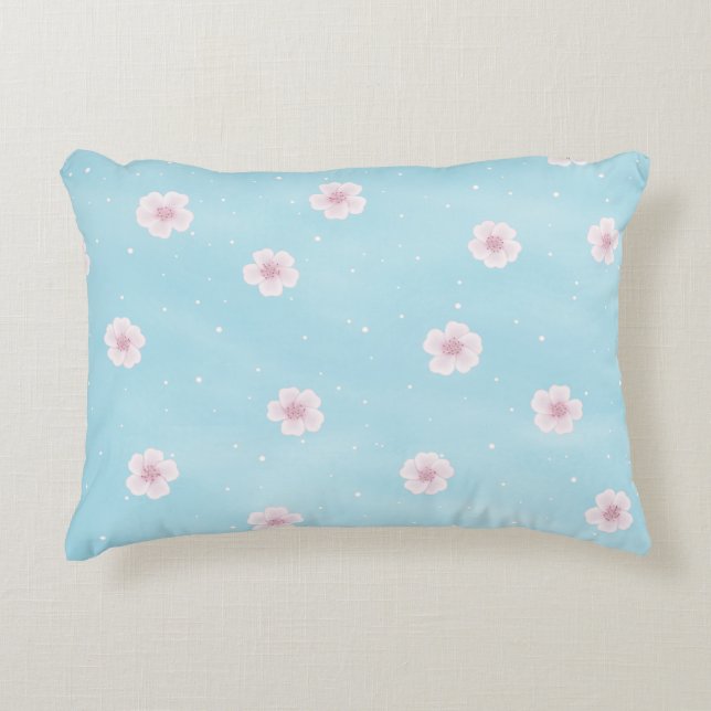 Sakura Japanese Cherry Blossom Floral Accent Pillow (Front)