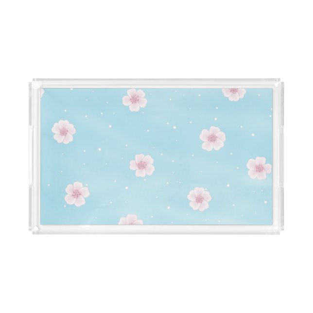 Sakura Japanese Cherry Blossom Floral Acrylic Tray (Front)