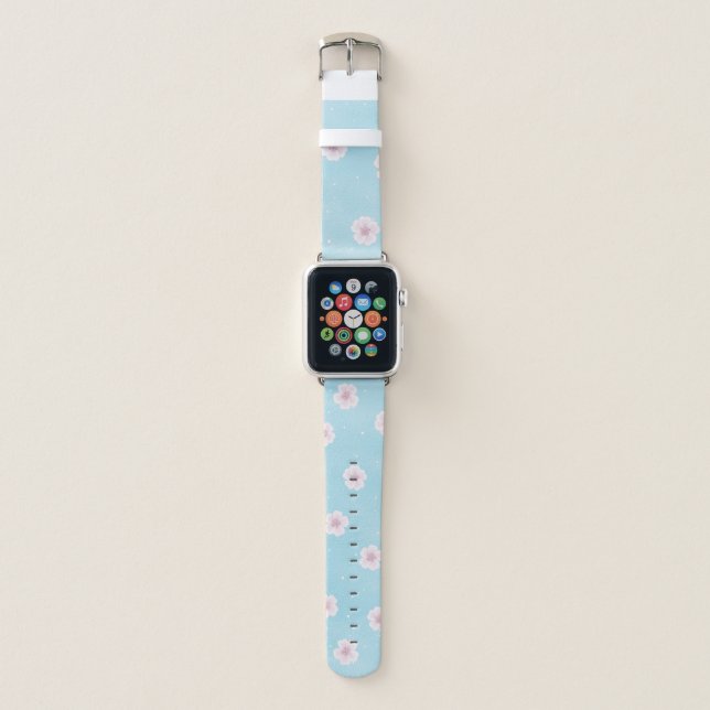 Sakura Japanese Cherry Blossom Floral Apple Watch Band (Front)