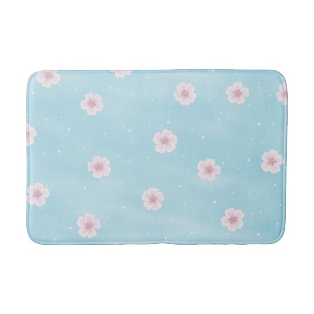 Sakura Japanese Cherry Blossom Floral Bath Mat (Front)