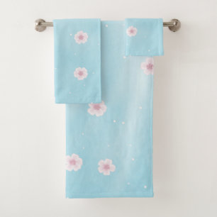 Sakura Japanese Cherry Blossom Floral Bath Towel Set