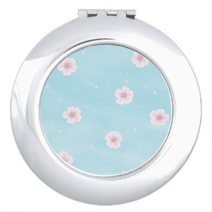 Sakura Japanese Cherry Blossom Floral Compact Mirror
