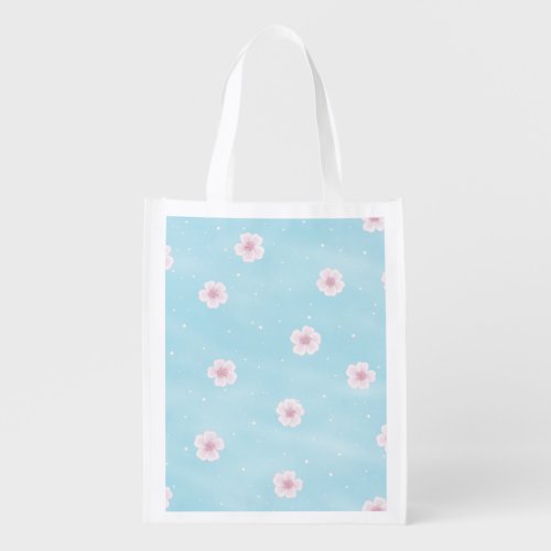 Sakura Japanese Cherry Blossom Floral Grocery Bag