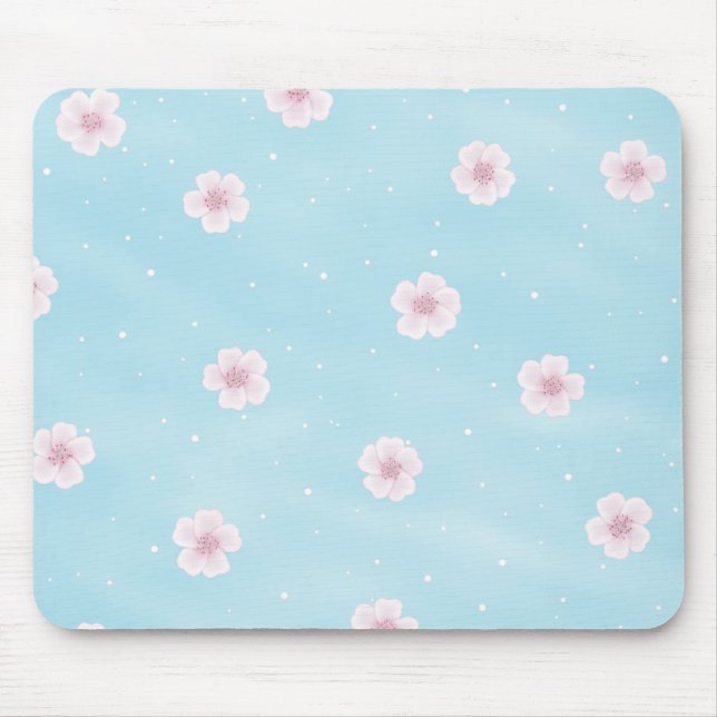 Sakura Japanese Cherry Blossom Floral Mouse Pad (Front)