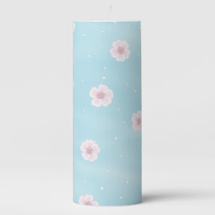 Sakura Japanese Cherry Blossom Floral Pillar Candle