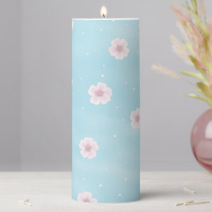 Sakura Japanese Cherry Blossom Floral Pillar Candle