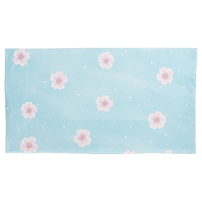 Sakura Japanese Cherry Blossom Floral Pillow Case (Front)