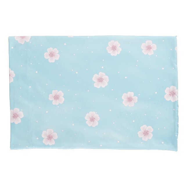 Sakura Japanese Cherry Blossom Floral Pillow Case (Front-Left)