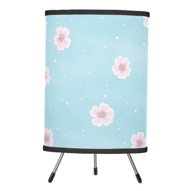 Sakura Japanese Cherry Blossom Floral Tripod Lamp (Front)