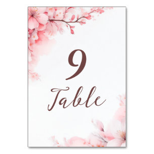 Sakura Japanese Cherry Blossom Floral Wedding Table Number
