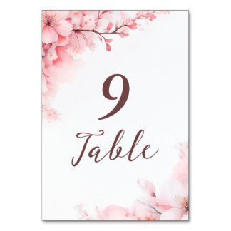 Sakura Japanese Cherry Blossom Floral Wedding  Table Number