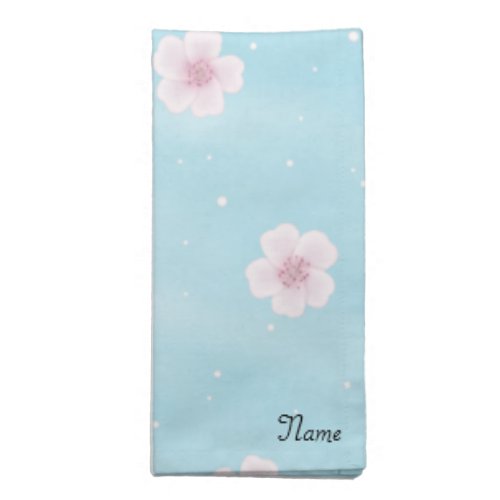 Sakura Japanese Cherry Blossom Monogrammed Cloth Napkin