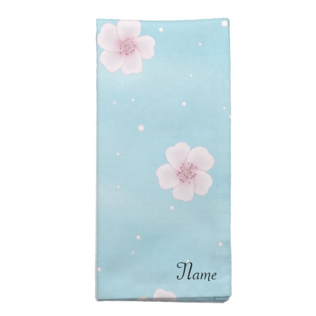 Sakura Japanese Cherry Blossom Monogrammed Cloth Napkin (Folded)